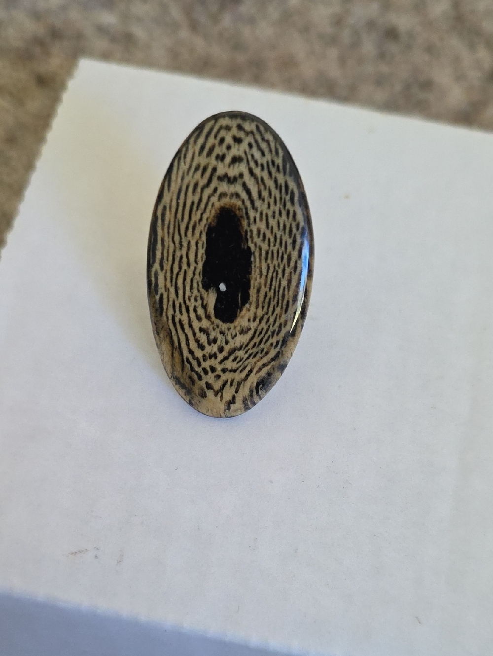 Oval Wood-Grain Pattern Statement Ring in Tan and Black